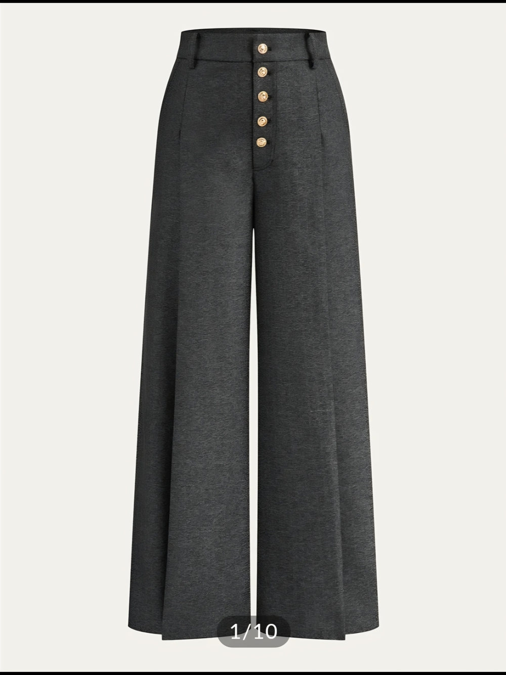 Commense High-Waisted Button-Front Wide-Leg Pants